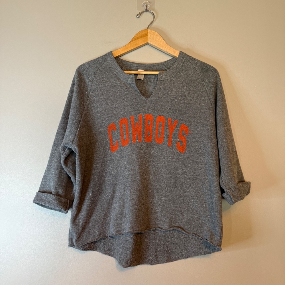 Alternative Apparel Oklahoma State Cowboys Grey Split Neck Sweatshirt Medium‎